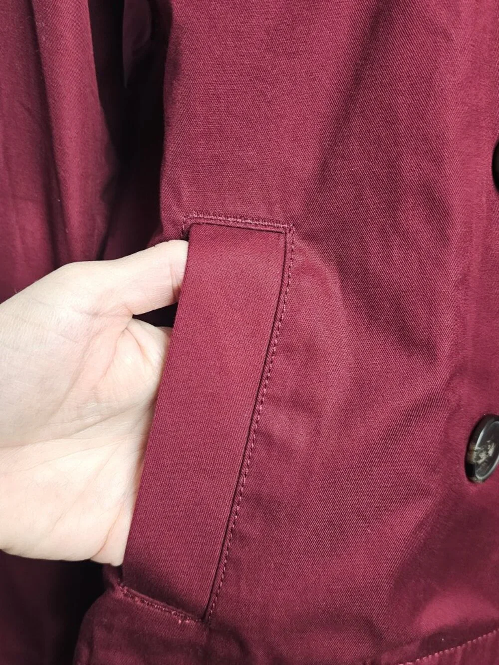 Banana Republic double-breasted short Military trench Jacket Burgundy Size S